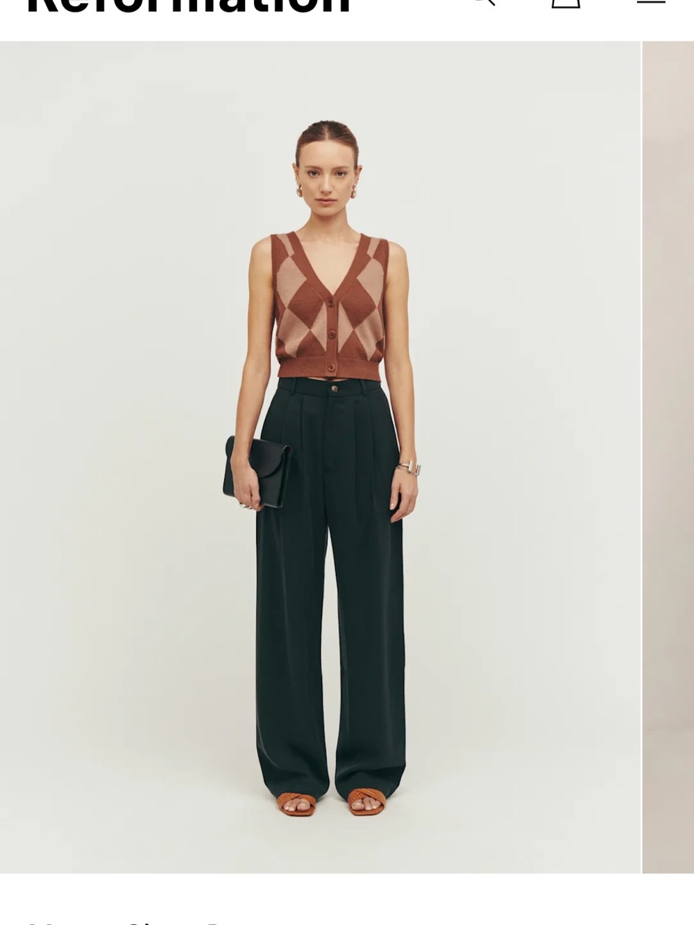 Reformation Wide-Leg High-Rise Trousers in Black
